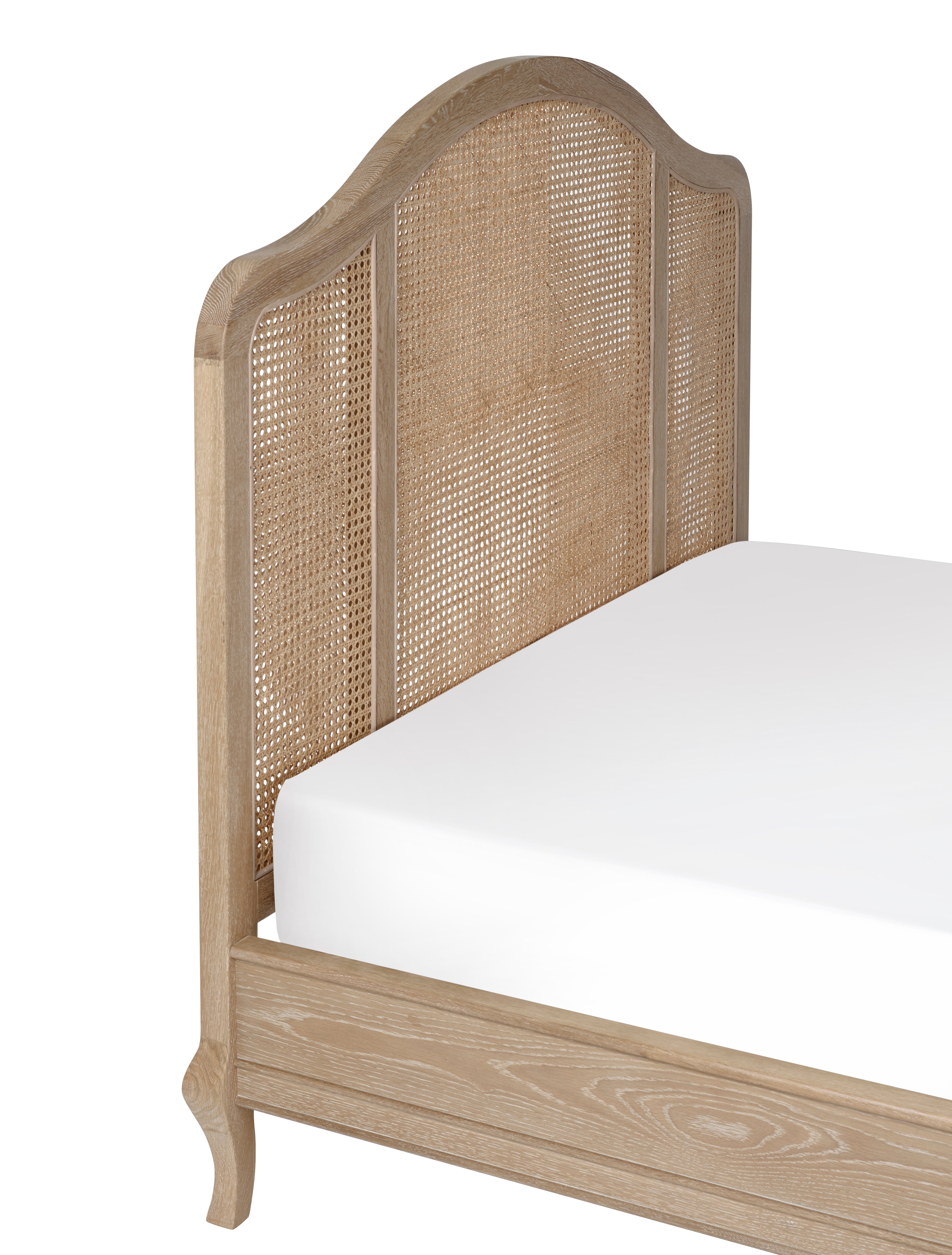 Ascot Light Oak Wood & Rattan King Bed